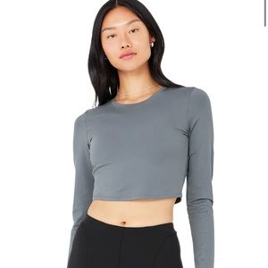 ALO Yoga Alosoft Crop Finesse Long Sleeve- Steel Blue
